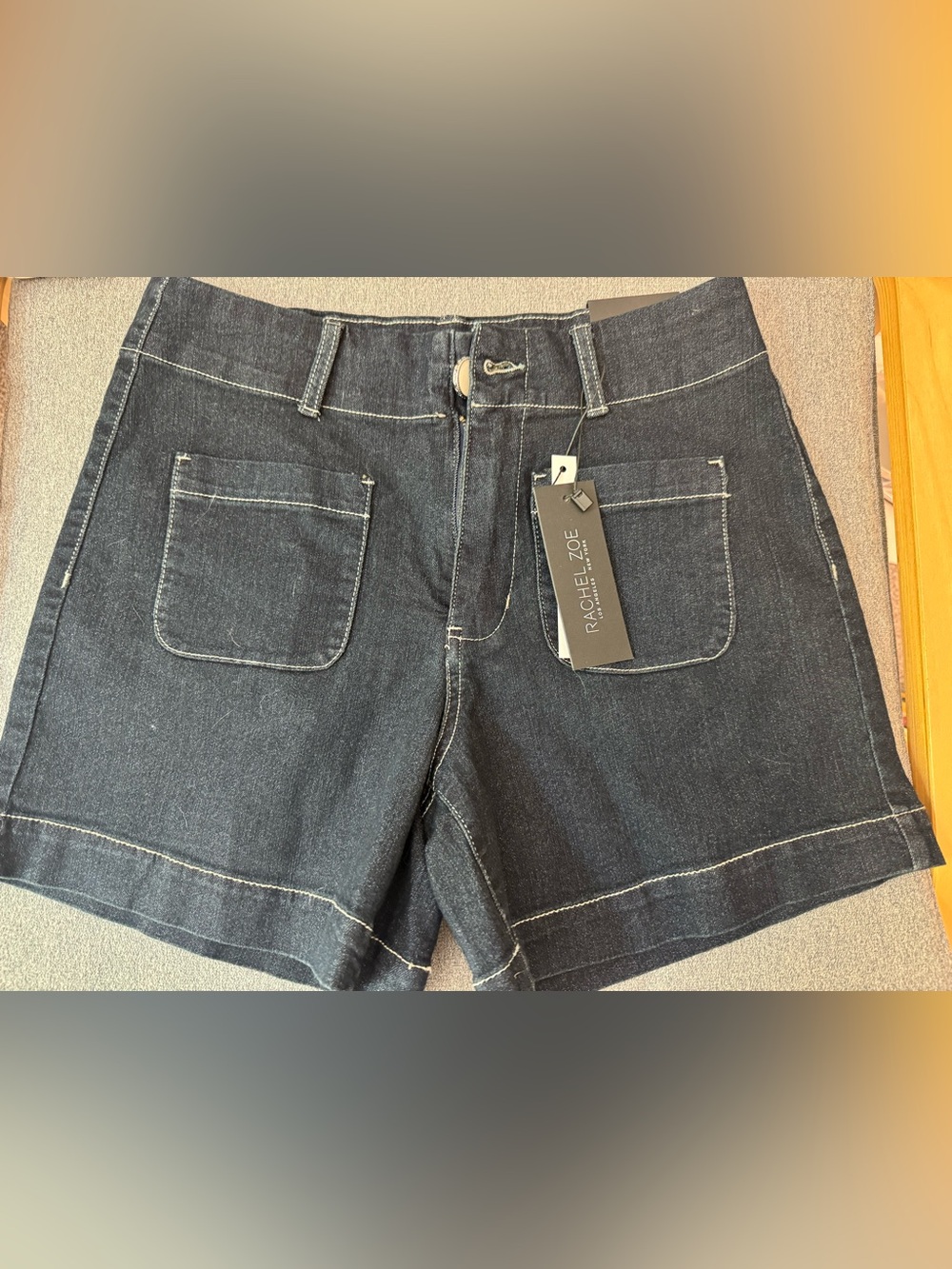 Rachel Zoe Dark Denim Patch Pocket Shorts Brand New with tags. Womens Size 6
